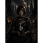 Kara, Harzskulptur mit Elfe und weißem Drachen der Kardùm-Serie – weitere Ansicht