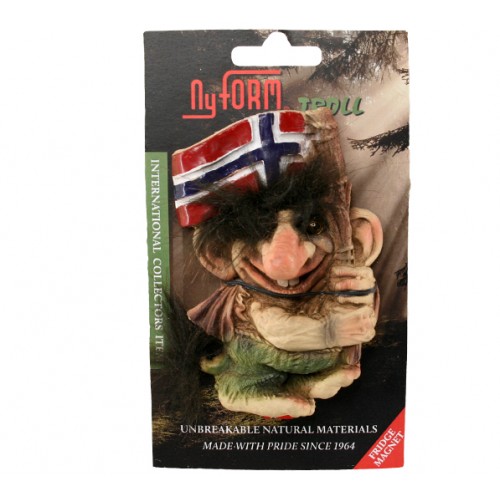 La calamita con il troll con la bandiera norvegese