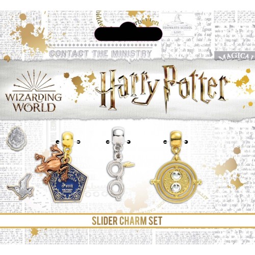 Harry Potter Silver Plated Charm Set - Chocolate Frog/Glasses & Lightning Bolt/Time Turner