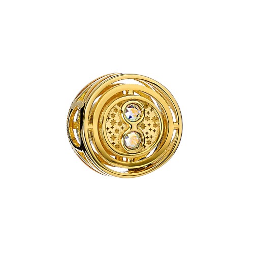 Sterling Silver Gold Plated Time Turner Spacer Bead with Swarovski Crystal Elements