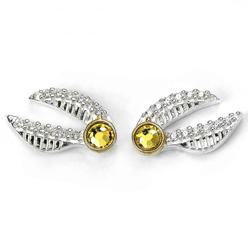 Sterling Silver Golden Snitch Stud Earrings with Swarovski Crystal Elements