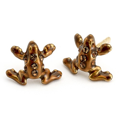 Sterling Silver Chocolate Frog stud earrings with Swarovski Crystal Elements 