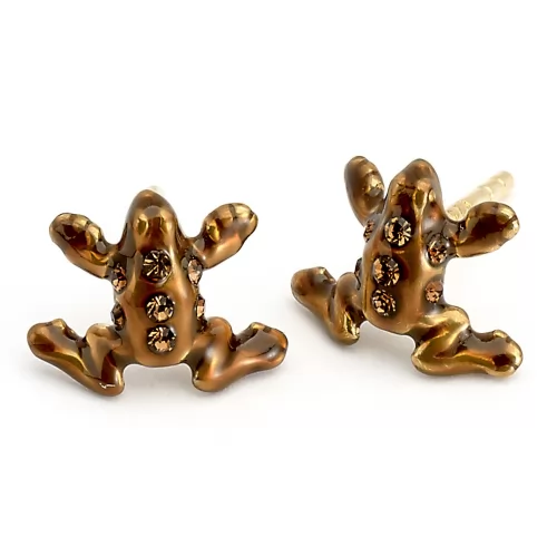 Sterling Silver Chocolate Frog stud earrings with Swarovski Crystal Elements 