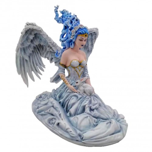 Spirit of Winter. The kneeling angel with blue hair.