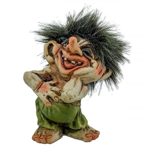 The laughing troll with a hand on his cheek.