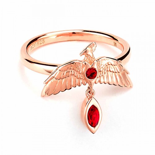 Harry Potter Sterling Silver Fawkes Rose Gold Plated Ring - M