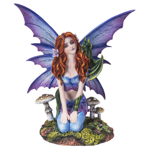 The sitting fairy with the green dragon on her shoulder.