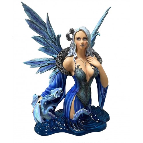 La fata blu che emerge dall'acqua con il drago azzurro.