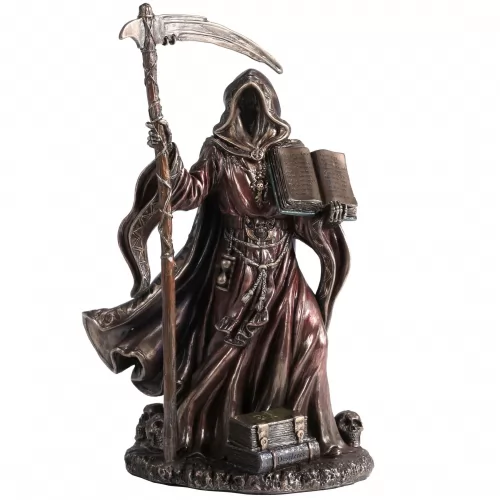 The reaper with the book of prophecies.