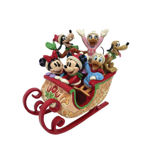 Mickey Mouse und Freunde auf dem Schlitten. (von Jim Shore)