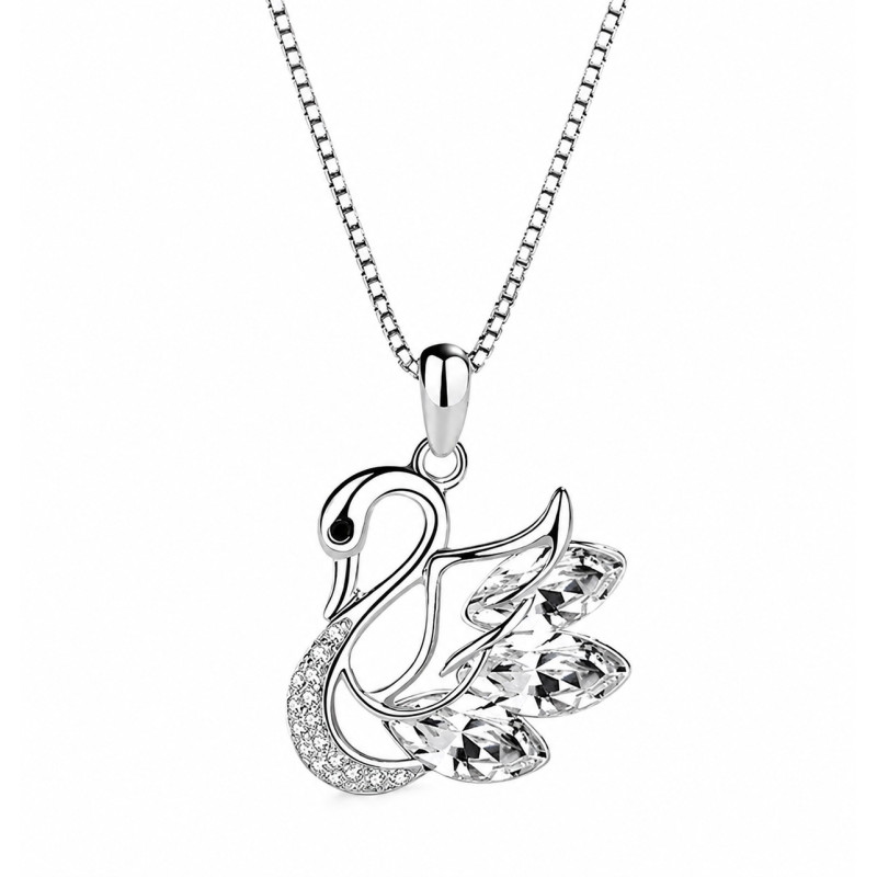 Ciondolo Beauty raffigurante cigno in argento con cristalli Swarovski