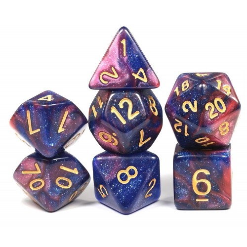 Set mit 7 D&D-Würfeln – einfaches Lila.