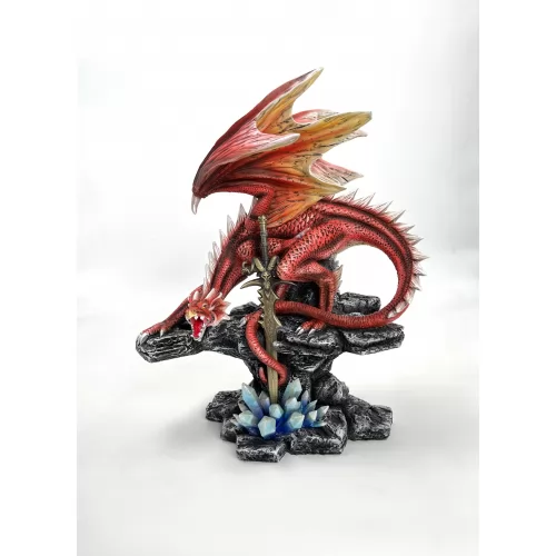 The red dragon on the rock.
