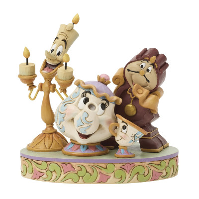 Lumière, Tockins, Mrs. Bric and Chicco. (by Jim Shore) Lumière, Tockins, Mrs. Bric and Chicco. (by Jim Shore)