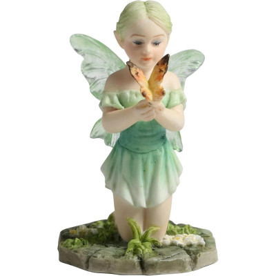 La fatina verde con la farfalla sulla mano.