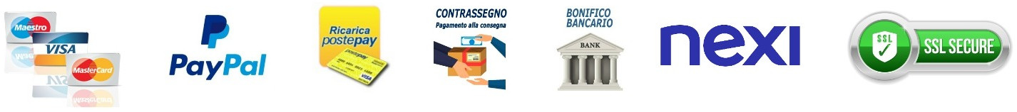 BANCA SELLA (VISA, VISA ELECTRON, MASTERCARD), PAYPAL, BONIFICO ANTICIPATO, CONTRASSEGNO. PAGAMENTI SICURI SSL.